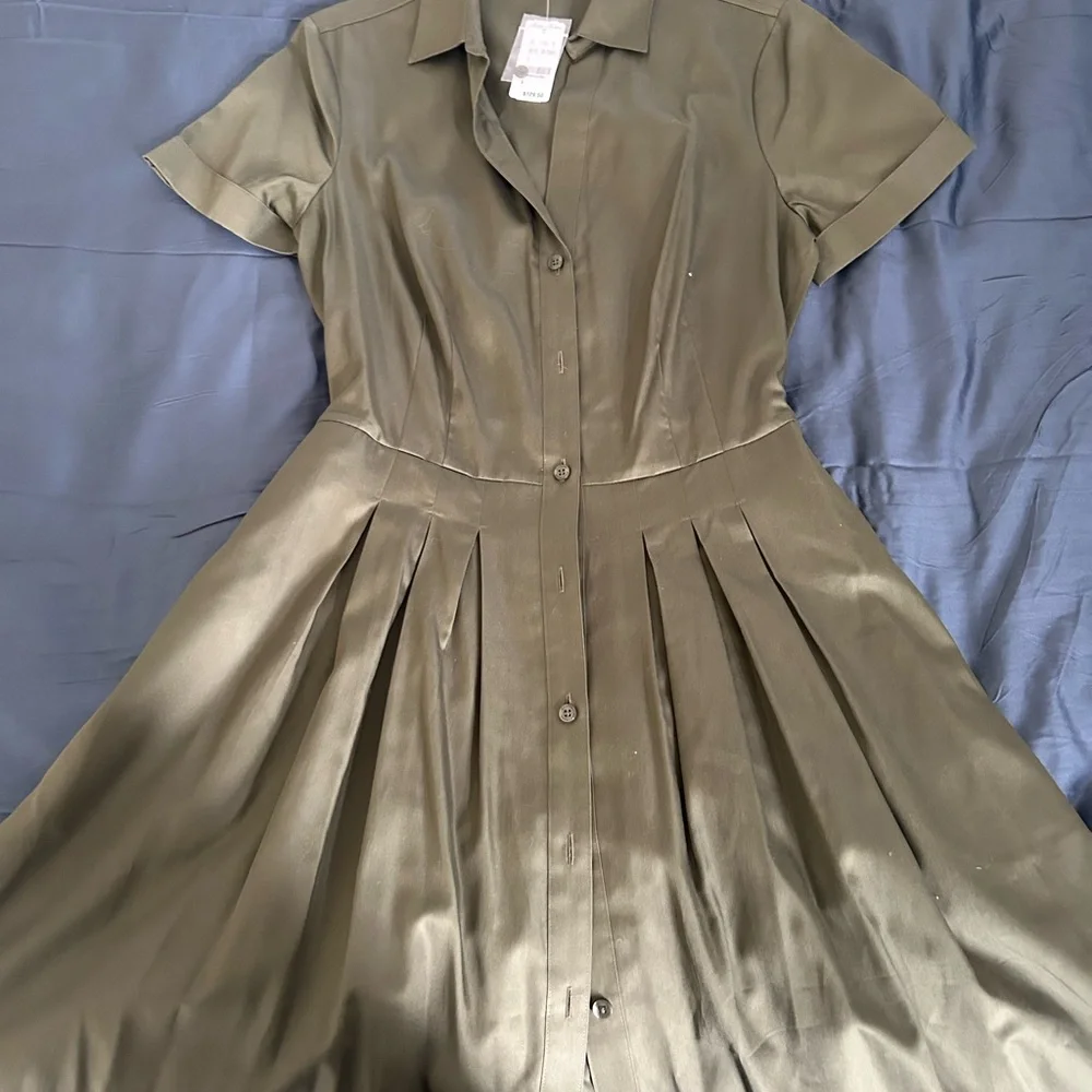 Brooks Brothers Olive Shirt Dress NWT - Picture 4 of 5
